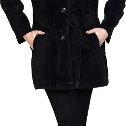 lady leaf Suede Solid Coat For Women image 5