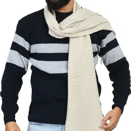 manra Printed Wool Blend Men Grey Scarf image 2