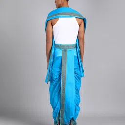 Sawariya Clothing Men's Blue Colour Panjakejam Readymade dhoti and towel set Free size 100%cotton Self Design, Striped Men Dhoti-picture-19