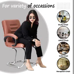 ratison Director Principal Manager Heavy Duty Metal Frame| Visitor/Study/Office Chair Leatherette Office Arm Chair image 4