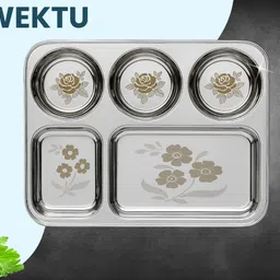 wektu Premium Stainless Steel Compartment Plates/Food Grade/5 in 1/Laser Print/1PC/11 Sectioned Plate-picture-10