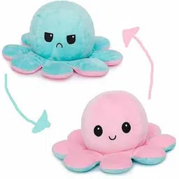 santoshi D21_Reversible Octopus Soft Plush | Flip Toy with Happy & Sad Expressions - 5 inch image 2