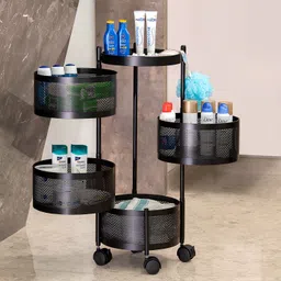 flipkart smartbuy 4 Layer Round Kitchen Trolley Storage Rack Square Design Fruits&Vegetable Basket Iron Kitchen Trolley image 2