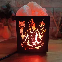 zenn aura Mahakaal Himalayan Wooden Basket Lamp (Wooden 4" x 3.5") | Strength & Protection Table Lamp-picture-29