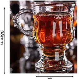 krivat Pack of 6 Glass ROYAL Tea cup coffee mug with handle image 5