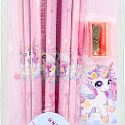 zaydanic Unicorn Pencils 12 Piece set for kids Inbuild Erasers with Grip and Sharpener Pencil-picture-21