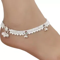 qrown silver plated beautiful anklets for women/girls Silver Anklet image 3