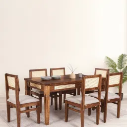woodsworth from pepperfry Adelaide Sheesham Wood 6 Seater Dining Set In Provincial Teak Finish image 1