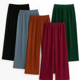 semple Pack of 5 Women Regular Fit Multicolor Polycotton Trousers-picture-24