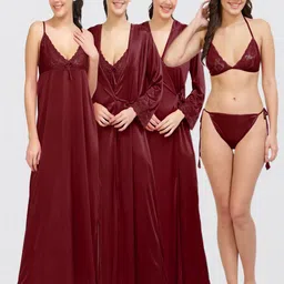 Pack of 4 Women Nighty with Robe-image-7