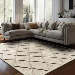 sapana carpet-mats Beige Trellis Polypropylene 4 Ft X 6 Ft Machine Made Carpet-picture-26