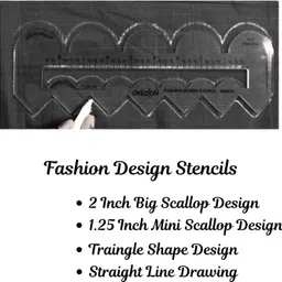 fiyaara fashiion Multi-Purpose 4 in 1 Scallop Scale & Fashion Design Stencil Scale Quilting Stencil image 3
