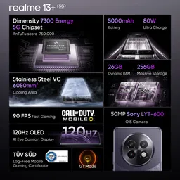 realme 13+ 5G (Dark Purple, 128 GB) image 2
