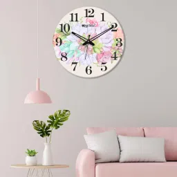 olive tree Elowen Multicolour Engineered Wood Wall Clock image 1