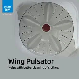 voltas beko by a tata product 7 kg with Fast Dry, Double Waterfall, 5 Wing Pulsator Semi Automatic Top Load Maroon, White image 5