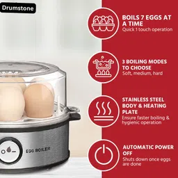 drumstone Electric Egg Boiler for 7 Eggs | 360W Fast Auto-Off Egg Cooker image 2