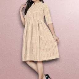 kfashionbfd Women A-line Beige Knee Length Dress-picture-22