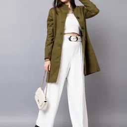 roadster Wool Solid Coat For Women image 3