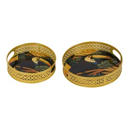 amaya decors Blue Elephant Print Jars WIth basket Set of 2 image 4