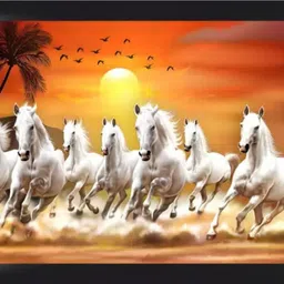 dekorvia Seven Running White Horses Photo Frame Vastu Wall Decor Painting for Home&Office Digital Reprint 12 inch x 9 inch Painting-picture-17
