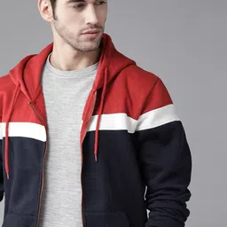 roadster Men Full Sleeve Color Block Hooded Sweatshirt image 2