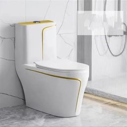 d o t C05 Premium White commode with Yellow Finishing Line and Round Flush Button Western Commode-picture-39
