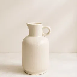 globally indian Modern Ceramic Jug-Style Vase with Side Ring Handle Ceramic Vase image 2