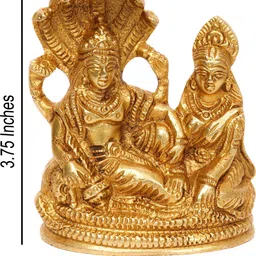 elitetouch Brass Metal Statue of Lord Vishnu Laxmi On Sheshnag Laxmi Narayan Size-3.75" Decorative Showpiece - 9.5 cm image 2