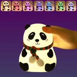 Guruvar Cute Panda Silicon Night Lamp USB Rechargeable 7 Color Changing For Kids-1212 Smart Sensor Light-picture-13