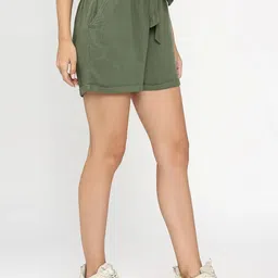 spykar Solid Women Green Cargo Shorts image 4