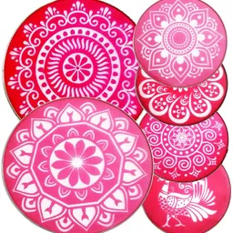 Rangoli Jali Stencil Combo (4 stencils 4inch ,2 stencils 8inch) Multicolor Rangoli Stencil-image-6
