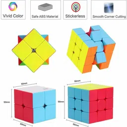 d eternal Cube 2X2 3x3 and Silver Mirror High Speed Stickerless Magic Cubes Combo image 2