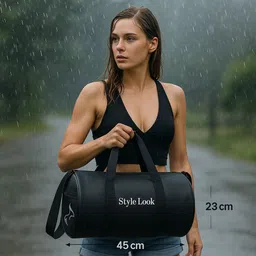 mayfay 25 L Gym Duffel Bag - Style Look Gym Duffel Bag | Waterproof Faux Leather Travel & Fitness Bag - Black image 2