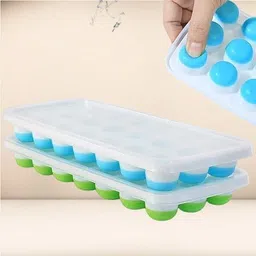 flynhigh 2pcs 21 Cavity Pop Up Ice Cube Trays for Freezer with Lid 100% BPA Free bg114 Blue, Green Silicone Ice Ball Tray-picture-20