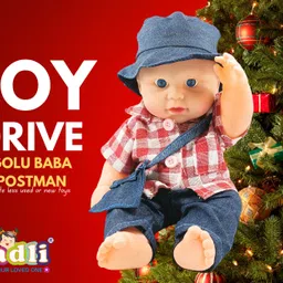 ladli Golu Baba Postman Cute Little Boy in Teddy R/W Check Dress Doll for Kids image 5