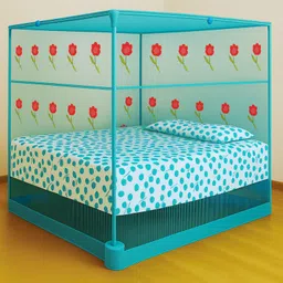 sm enterprise Flower Design Premium Double Bed (6x7 Feet) Cotton Washable Adults Mosquito Net-picture-13