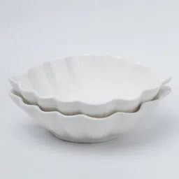 market 99 White Ceramic Set of 2 Serving Bowls image 5
