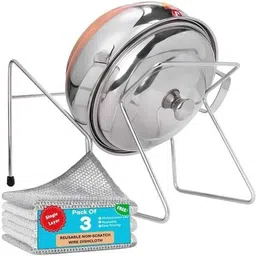 kumishri Ricepot Rice pot Drainer Stand + 3 steel wire scratch free dish cloth free Strainer-picture-27