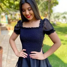 sclassicfashion Women A-line Dark Blue Knee Length Dress image 3