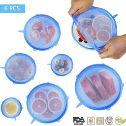 dj finder 6 Pcs Multi Size Reusable Silicone Lids Food and Bowl Covers 2.6 inch, 3.7 inch, 4.5 inch, 5.7 inch, 6.5 inch, 8.3 inch Lid Set, Pack of 1 image 3