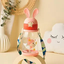 indusbay School Water Bottle for kids Plastic Sipper with Neck Strap Straw leakproof Cap 600 ml Water Bottle-picture-14