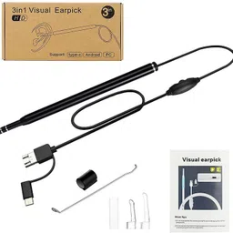 atdaraz 1.5M Led Otoscope Ear Camera Scope Earwax Removal Kit Ear Wax Cleaning Tool Microscope Slide Box image 5