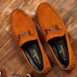 louis stitch Casual Stylish Suede Leather Loafers for Men, Tan (ITSUDTB) Size 6 Loafers For Men image 3