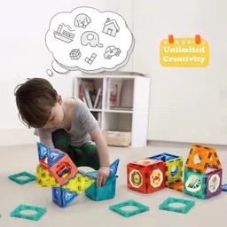 kiditos 3D Magnetic Tiles Building Blocks 74 PCS Marble Run STEM Magnetic Blocks Toys image 4