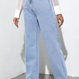 n j fashions Women Regular High Rise Blue Jeans image 4