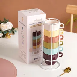 nestasia Pack of 6 Ceramic Stackable Mini Expresso Cup Set Of 6 Kaori Sunset Hues-picture-34