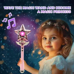 planet of toys Princess Star Magic Wand with Light & Music | LED Fairy Wand Toy for Girls image 2