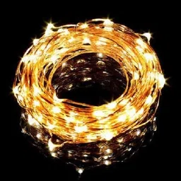 copper string led light 5 mtr 50 led usb operated decorative lights 50 LEDs 5.3 m Yellow Steady Water Drop Rice Lights image 2