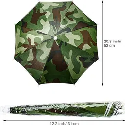 saluana Hands Free Umbrella Hat to Protect from Sun & Rain (Army & Multi) Umbrella image 2
