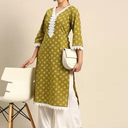 khuha Women Printed Viscose Rayon Straight Kurta image 2